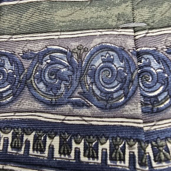 Necktie Mens Vintage Bill Blass Black Label 100% Silk, Tan Blue, Size 57 By 4 - Picture 5 of 6